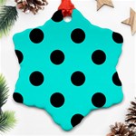 Polka Dots - Black on Bright Turquoise Ornament (Snowflake)