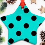 Polka Dots - Black on Bright Turquoise Star Ornament (Two Sides)