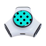 Polka Dots - Black on Bright Turquoise Portable USB Hub (One Side)