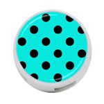 Polka Dots - Black on Bright Turquoise 4-Port USB Hub (Two Sides)
