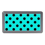 Polka Dots - Black on Bright Turquoise Memory Card Reader (Mini)