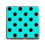Polka Dots - Black on Bright Turquoise Memory Card Reader (Square)