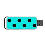 Polka Dots - Black on Bright Turquoise Portable USB Flash (Two Sides)