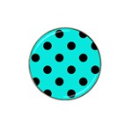 Polka Dots - Black on Bright Turquoise Hat Clip Ball Marker (4 pack)