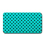 Polka Dots - Black on Bright Turquoise Medium Bar Mat