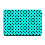 Polka Dots - Black on Bright Turquoise Small Doormat