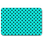 Polka Dots - Black on Bright Turquoise Large Doormat