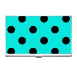 Polka Dots - Black on Bright Turquoise Business Card Holder