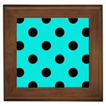 Polka Dots - Black on Bright Turquoise Framed Tile