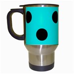 Polka Dots - Black on Bright Turquoise Travel Mug (Black)