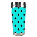 Polka Dots - Black on Bright Turquoise Stainless Steel Travel Tumbler
