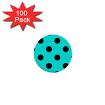Polka Dots - Black on Bright Turquoise 1  Mini Button (100 pack)