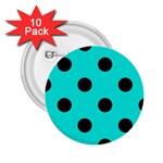 Polka Dots - Black on Bright Turquoise 2.25  Button (10 pack)