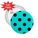 Polka Dots - Black on Bright Turquoise 2.25  Button (100 pack)