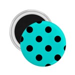 Polka Dots - Black on Bright Turquoise 2.25  Magnet