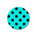 Polka Dots - Black on Bright Turquoise Magnet 3  (Round)
