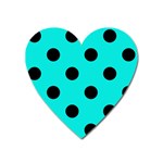 Polka Dots - Black on Bright Turquoise Magnet (Heart)