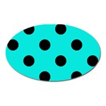 Polka Dots - Black on Bright Turquoise Magnet (Oval)