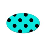 Polka Dots - Black on Bright Turquoise Sticker Oval (10 pack)