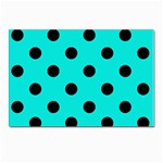Polka Dots - Black on Bright Turquoise Postcard 4 x 6  (Pkg of 10)