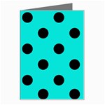 Polka Dots - Black on Bright Turquoise Greeting Card
