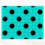 Polka Dots - Black on Bright Turquoise Jigsaw Puzzle (Rectangular)