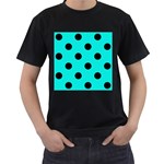 Polka Dots - Black on Bright Turquoise Men s T-Shirt (Black)