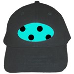 Polka Dots - Black on Bright Turquoise Black Cap