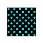 Polka Dots - Bright Turquoise on Black Satin Bandana Scarf