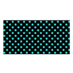 Polka Dots - Bright Turquoise on Black Satin Shawl