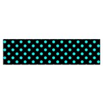 Polka Dots - Bright Turquoise on Black Satin Scarf (Oblong)
