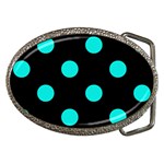 Polka Dots - Bright Turquoise on Black Belt Buckle
