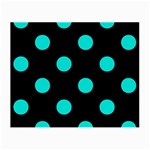 Polka Dots - Bright Turquoise on Black Small Glasses Cloth (2 Sides)