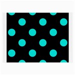 Polka Dots - Bright Turquoise on Black Large Glasses Cloth