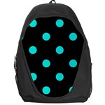 Polka Dots - Bright Turquoise on Black Backpack Bag