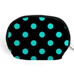 Polka Dots - Bright Turquoise on Black Accessory Pouch (Medium)