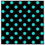 Polka Dots - Bright Turquoise on Black Canvas 16  x 16 