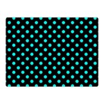 Polka Dots - Bright Turquoise on Black Double Sided Flano Blanket (Mini)