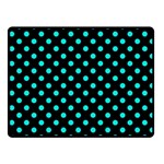 Polka Dots - Bright Turquoise on Black Fleece Blanket (Small) (One Side)
