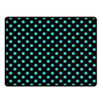 Polka Dots - Bright Turquoise on Black Double Sided Fleece Blanket (Small) (Two Sides)