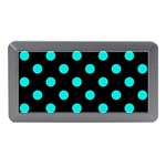 Polka Dots - Bright Turquoise on Black Memory Card Reader (Mini)