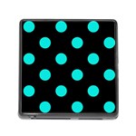Polka Dots - Bright Turquoise on Black Memory Card Reader (Square)