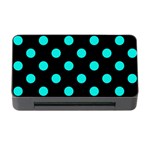 Polka Dots - Bright Turquoise on Black Memory Card Reader with CF