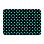 Polka Dots - Bright Turquoise on Black Plate Mat