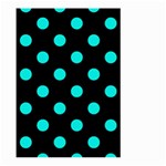 Polka Dots - Bright Turquoise on Black Large Garden Flag (Two Sides)