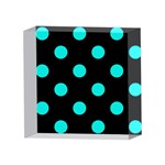 Polka Dots - Bright Turquoise on Black 4 x 4  Acrylic Photo Block