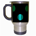 Polka Dots - Bright Turquoise on Black Travel Mug (Silver Gray)