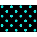 Polka Dots - Bright Turquoise on Black Birthday Cake 3D Greeting Card (7x5)
