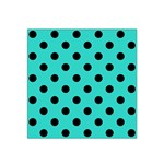 Polka Dots - Black on Turquoise Satin Bandana Scarf