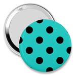 Polka Dots - Black on Turquoise 3  Handbag Mirror